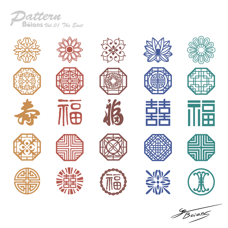 Traditional Chinese style retro pattern vector material