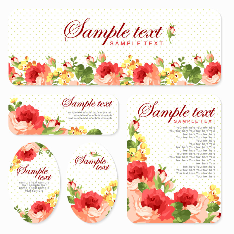 5 Rose watercolor card design vector material
