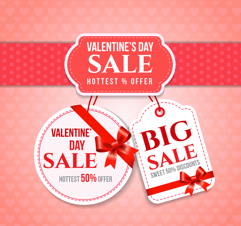Exquisite Valentine's Day discount tag vector material
