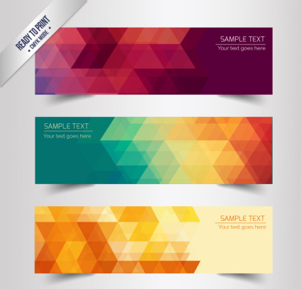 3 stylish geometric banner vector material
