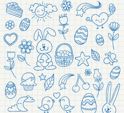 Blue painted Easter element vector material
