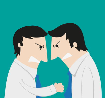 Angry business man vector workplace
