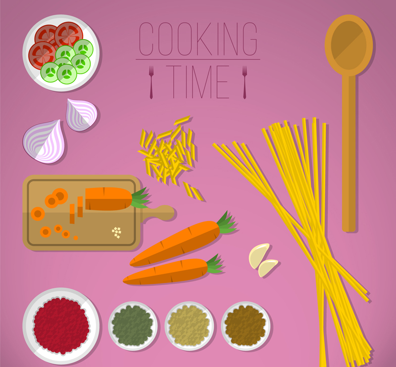 12 creative cooking element vector material