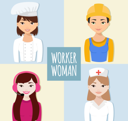 4 creative professional women vector material
