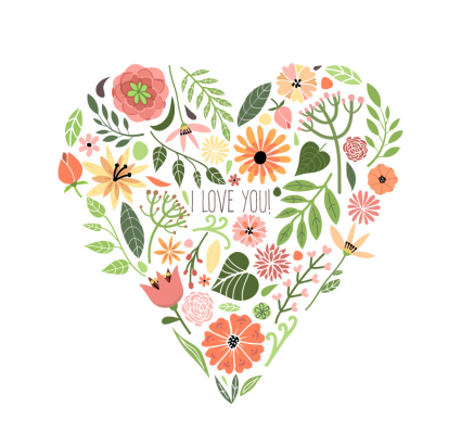 Creative flower composition of love vector material