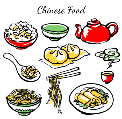 9 Painted Chinese food vector material