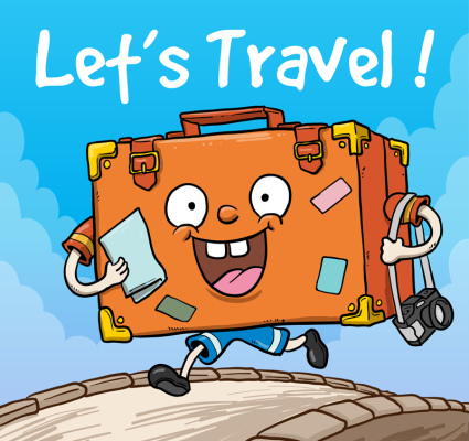 Cartoon running suitcase vector material