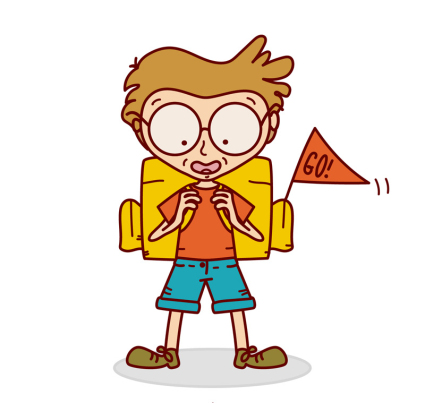 Creative backpacker boy vector material