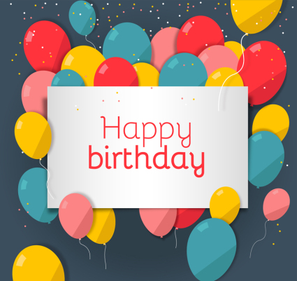 Exquisite balloon birthday card vector material