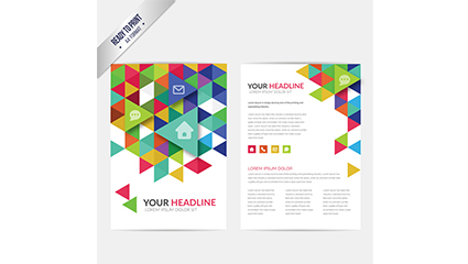 Business leaflets colored triangle element vector material