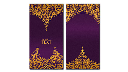 Gold pattern on purple banner vector
