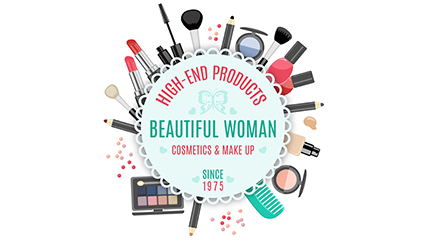 Women cosmetics decorative label vector material