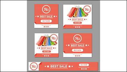 5 fashion discount cards vector material