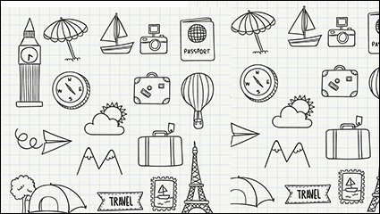 16 models of hand-painted icon vector material Travel