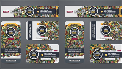 4 business cards creative pattern vector material