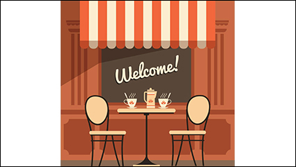 Creative outdoor cafe illustrator vector material