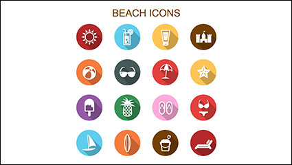 16 models round beach holiday icon vector material
