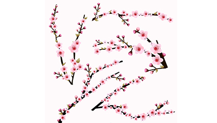 5 pink cherry branch vector material