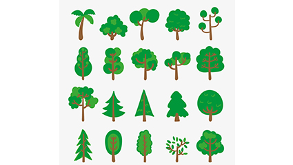 20 models of green trees design vector material
