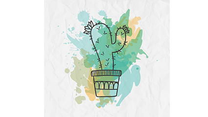 Drawing flowering cactus Vectors