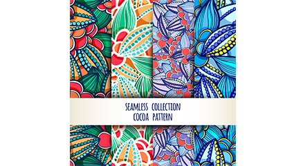 4 colorful floral seamless background vector material