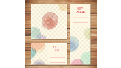 3 fresh watercolor card vector