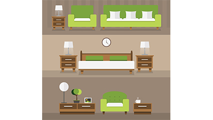 3 groups of green furniture design elegant furniture vector material