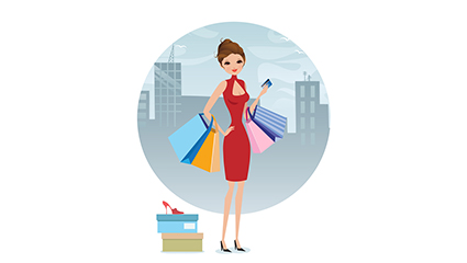 Summer fashion shopping girl vector material