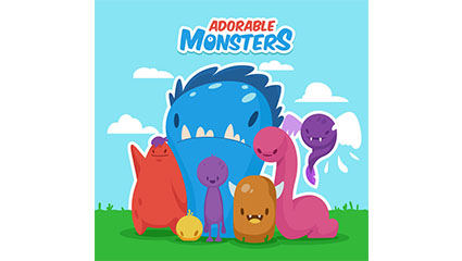 7 cute cartoon monster vector material