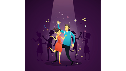 Dancing men and women fashion vector material