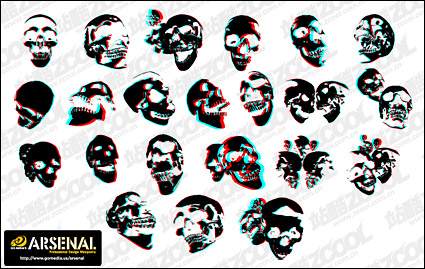 Go Media production trend vector material Set13-3D skull