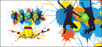 The trend of the ink material figures of classic cars vector