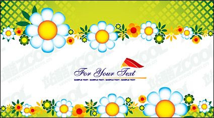 Lovely flower vector green background material lattice