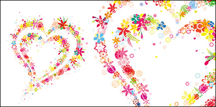 Lovely flowers, heart-shaped vector material