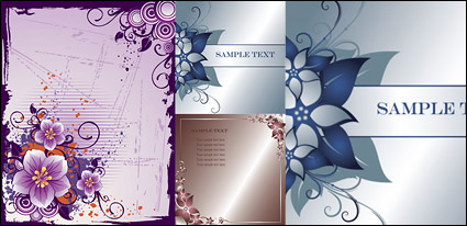 3 flower border vector material