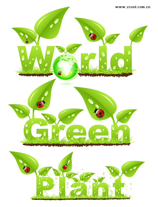 Grown leaf material of the English word vector