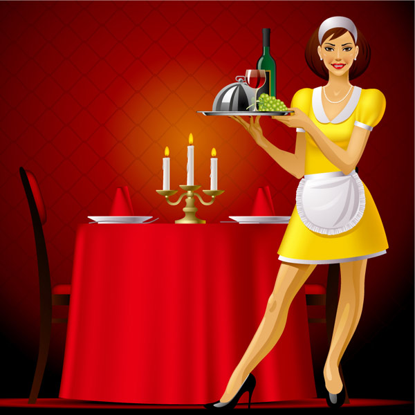 Foreign waiters vector material