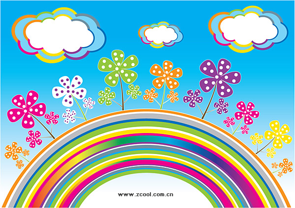 Rainbow Clouds Vector flowers