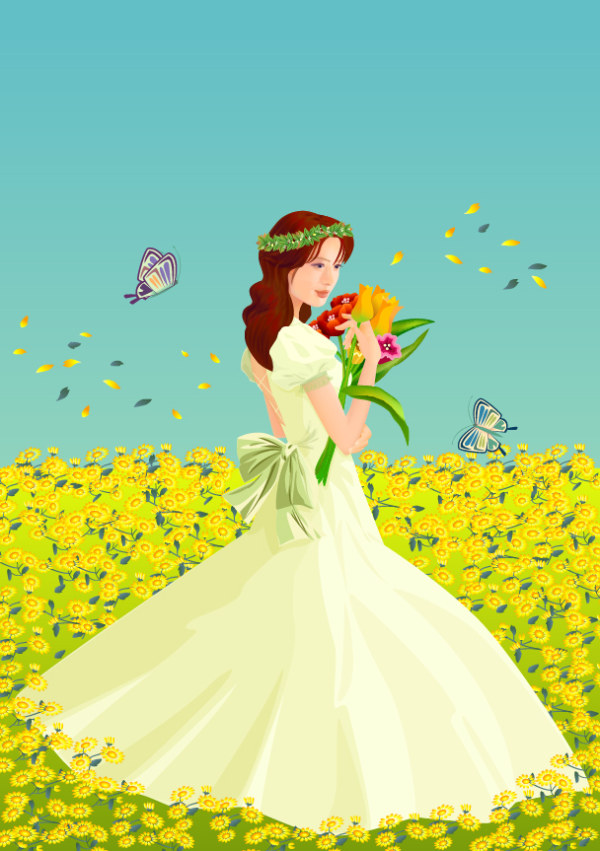 The bride, Butterfly Vector material