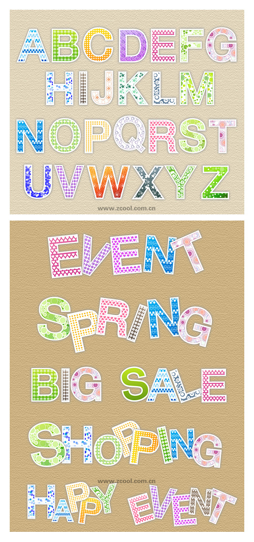 Lovely letter pattern vector material 