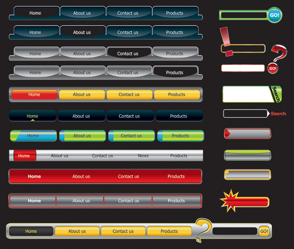 Web design navigation menu vector material