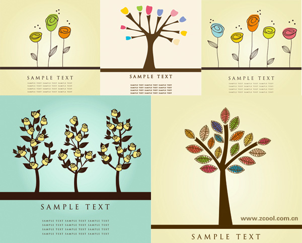 Lovely flower tree vector material