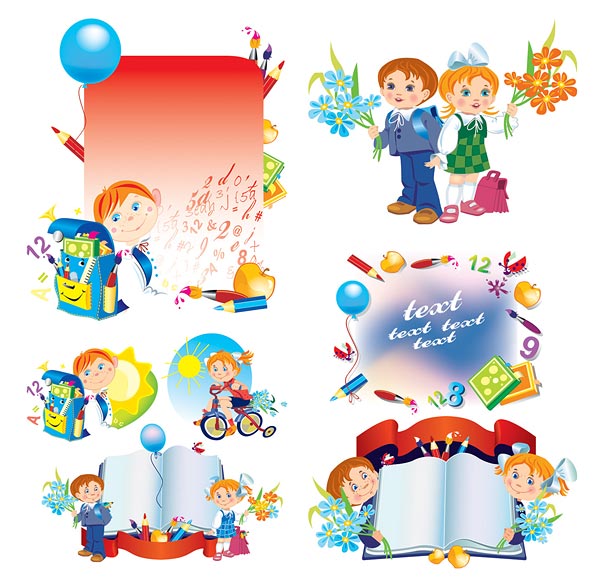 Vector illustration school children