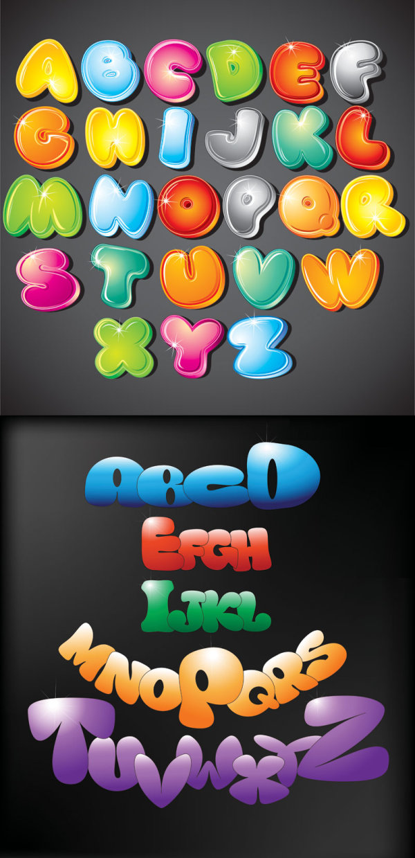 cartoon letters  - Vector material	