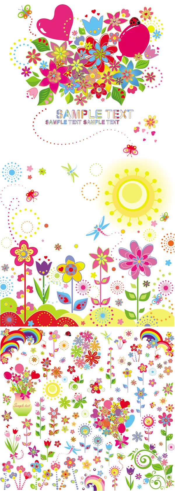 Children's illustrator lovely flowers - Vector