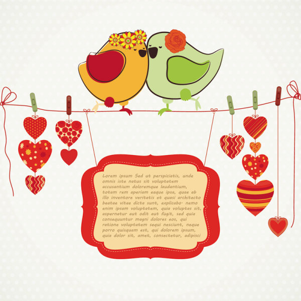 Hand-drawn illustrations love birds 04-- vector material