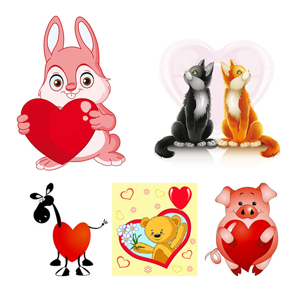Cute animals vector Valentine's Day