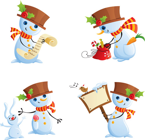 Cute snowman vector material