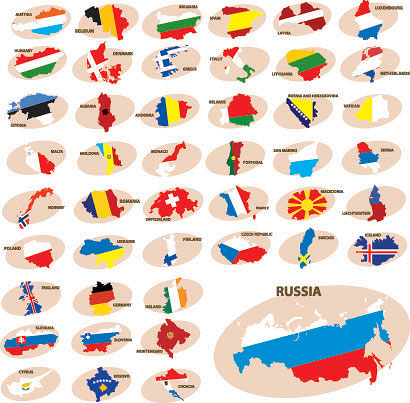 Colorful map silhouette vector material -1