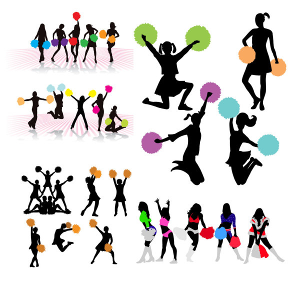 Dynamic beauty black and white silhouette - vector